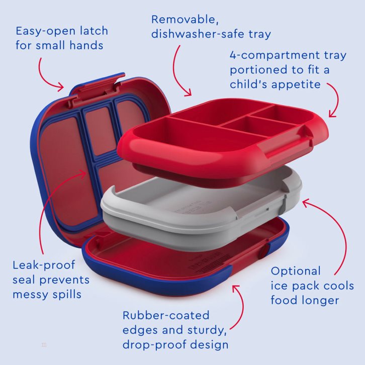 Red / Royal Bentgo Chill (2-Pack) Kids' Lunch Box USA | 198450FYX