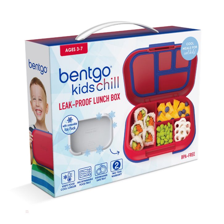 Red / Royal Bentgo Chill Kids' Lunch Box USA | 128543CWT