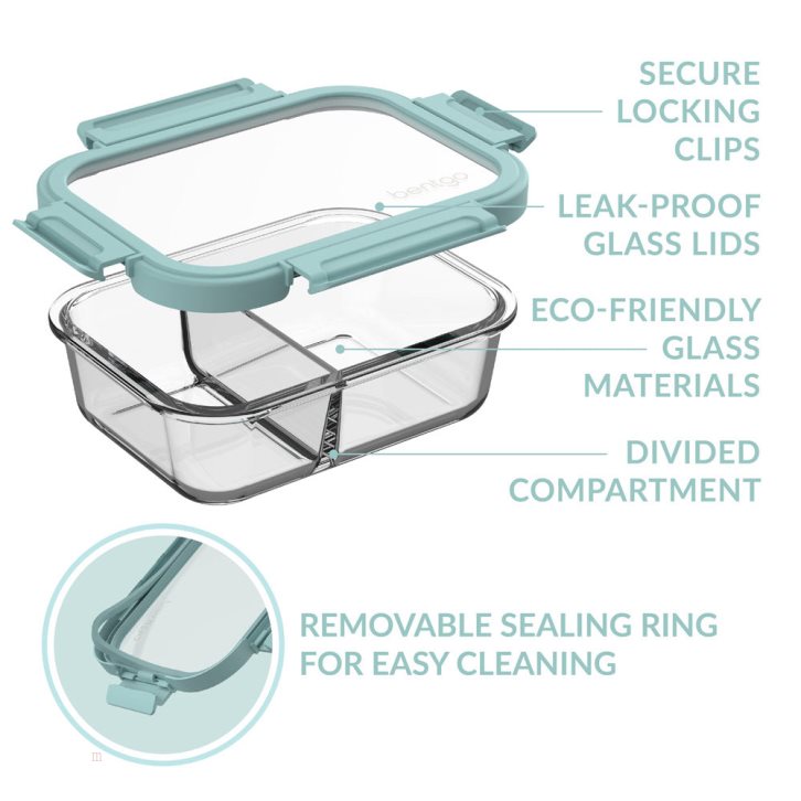 Seafoam/Seaglass Bentgo Glass Leak-Proof Meal Prep Set (4pc) Adults Meal Prep Containers USA | 980657CNH