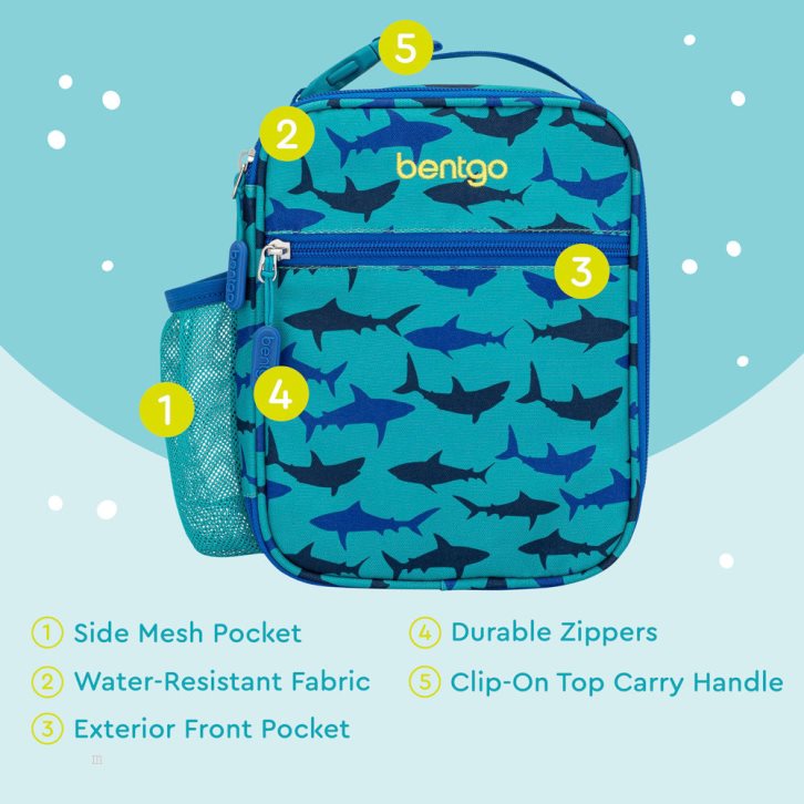 Sharks Bentgo Insulated Lunch Tote Kids' Lunch Box USA | 920168TXE