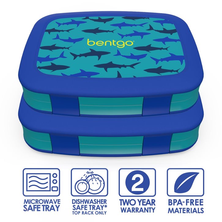 Sharks Bentgo Prints (2-Pack) Kids' Lunch Box USA | 718345NJW