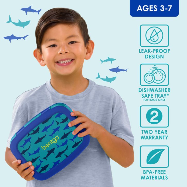 Sharks Bentgo Prints (2-Pack) Kids' Lunch Box USA | 718345NJW