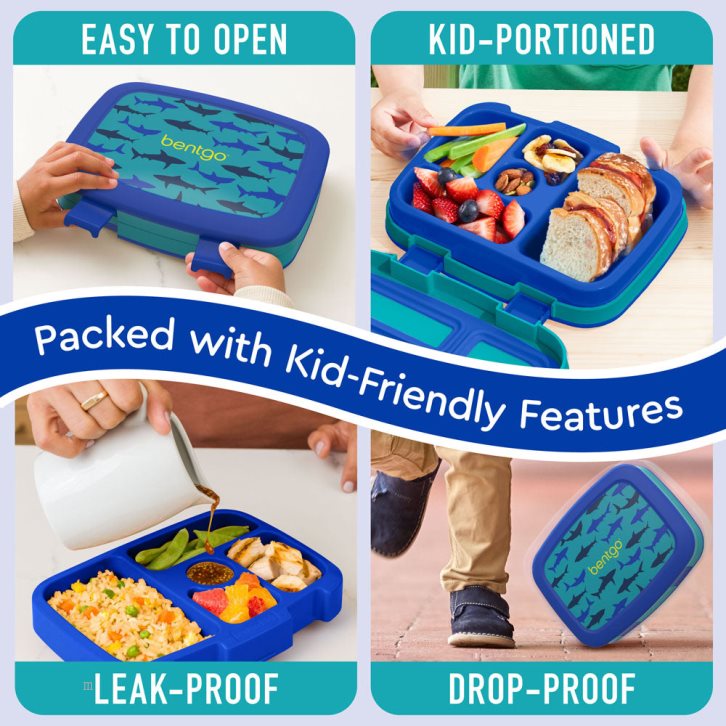 Sharks Bentgo Prints (2-Pack) Kids' Lunch Box USA | 718345NJW