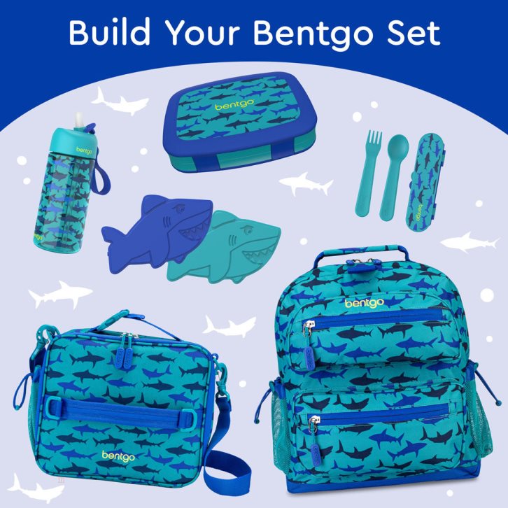 Sharks Bentgo Prints (2-Pack) Kids' Lunch Box USA | 718345NJW