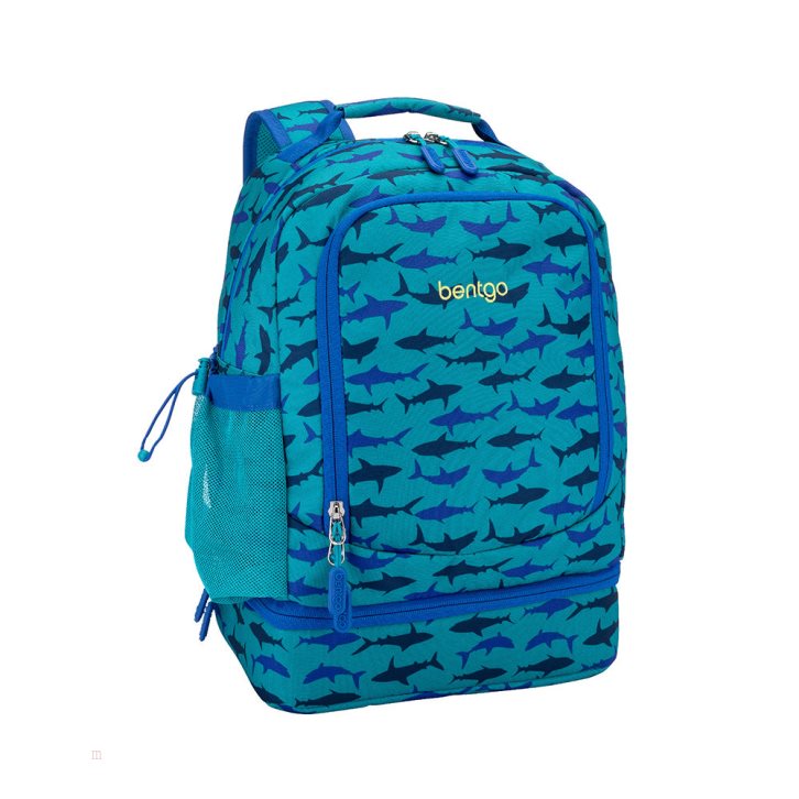 Sharks Bentgo Prints Lunch Bag Kids\' 2-in-1 Backpack USA | 039651BFH