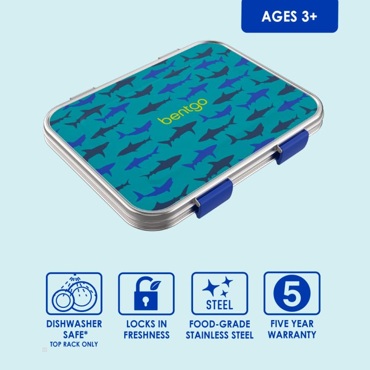 Sharks Bentgo Prints Lunch Box Kids' Stainless Steel USA | 934215QKP