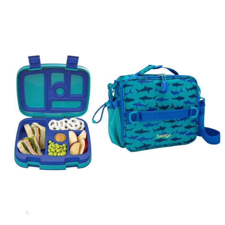 Sharks Bentgo Prints Lunch Box & Lunch Bag Kids\' Lunch Set USA | 967105MBO