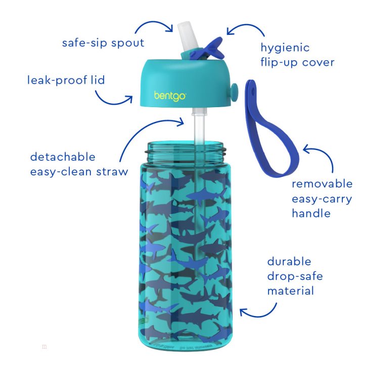 Sharks Bentgo Prints Water Bottle & Kids' Lunch Box USA | 091827ZGA