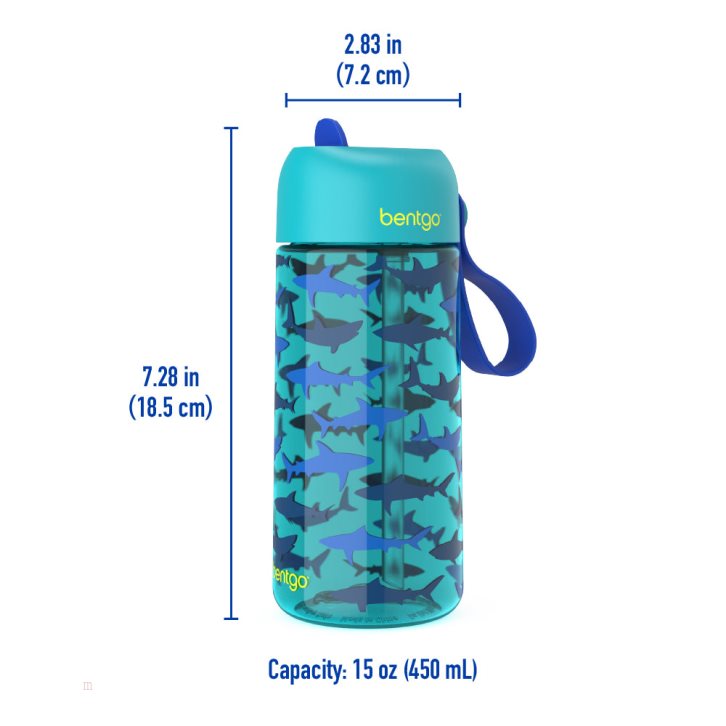 Sharks Bentgo Prints Water Bottle & Kids' Lunch Box USA | 091827ZGA