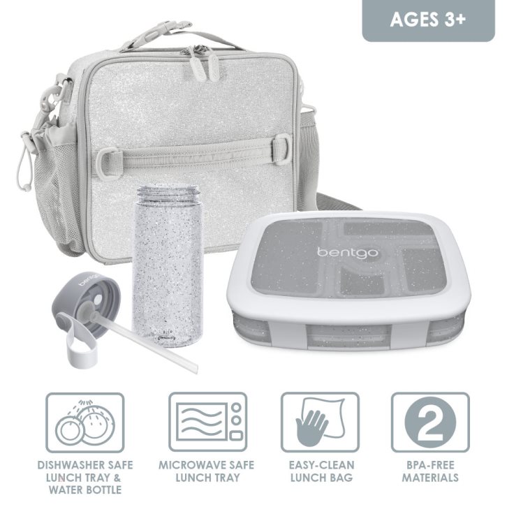 Silver Bentgo Glitter Kids' Lunch Set USA | 328679LTM