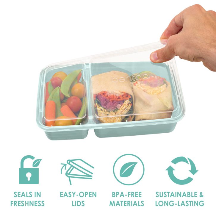 Silver Bentgo Prep 2-Compartment Adults Meal Prep Containers USA | 538604YXW