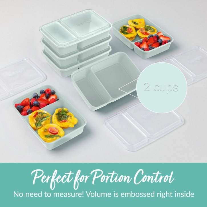 Silver Bentgo Prep 2-Compartment Adults Meal Prep Containers USA | 538604YXW