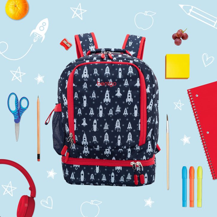 Space Rockets Bentgo Prints Lunch Bag Kids' 2-in-1 Backpack USA | 843519MAH