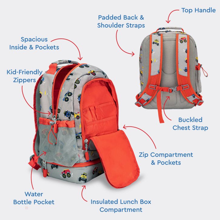 Trucks Bentgo Prints Lunch Bag Kids' 2-in-1 Backpack USA | 703184DEK