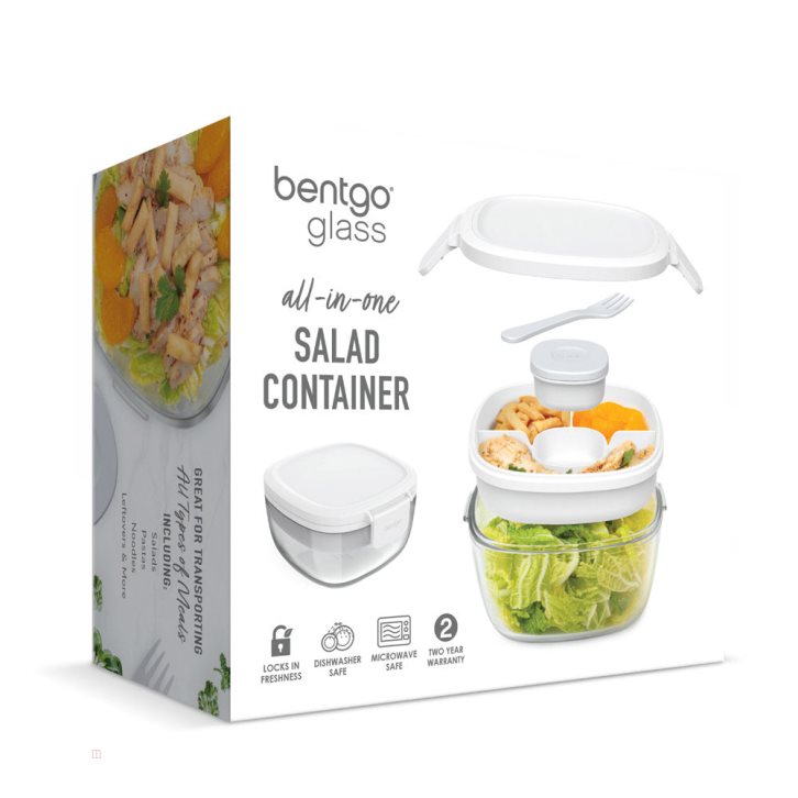 White Bentgo Glass Adults Salad Container USA | 259087PSQ