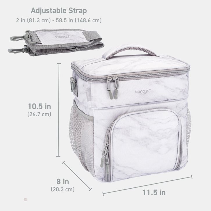 White Bentgo Prep Deluxe Multimeal Adults Lunch Bag USA | 385742PHG