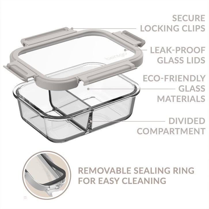 White Grey Bentgo Glass Leak-Proof Meal Prep Set (8pc) Adults Meal Prep Containers USA | 713860ZSG